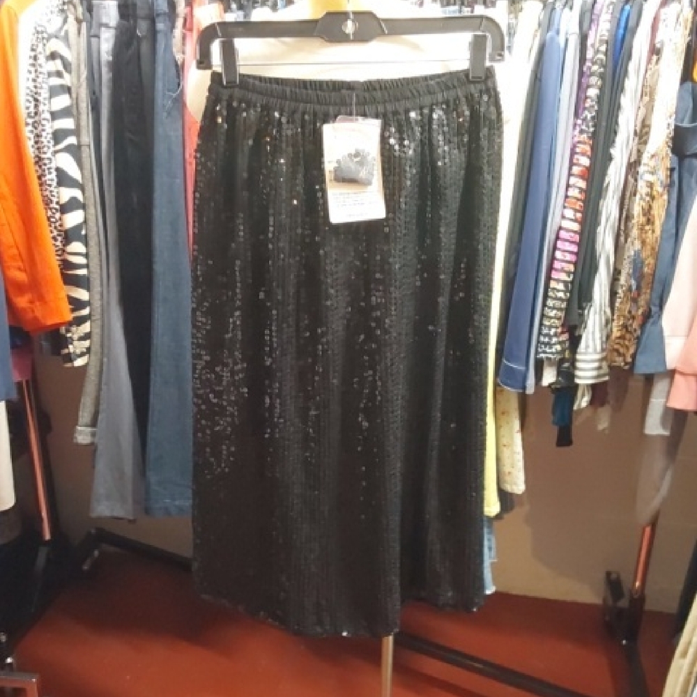 Elegant Black Sequin Skirt